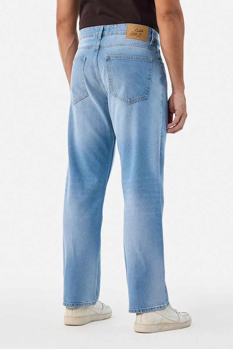 Snitch Blue Straight Fit Washed Jeans for Men | Best Price UAE